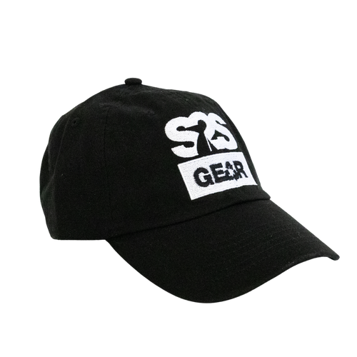 A black baseball cap with a white embroidered logo on the front that reads 'S2S GEAR' with a soldier silhouette, shown on a plain white background.