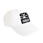 A white baseball cap with a black embroidered 'S2S GEAR' logo patch on the front, shown against a plain white background.
